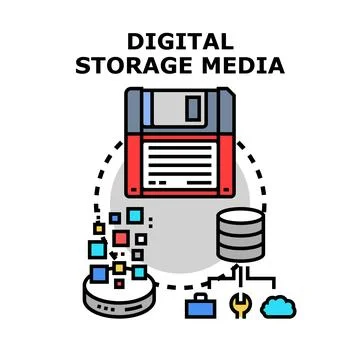 Digital storage media concept with evolving data storage Stock Illustration