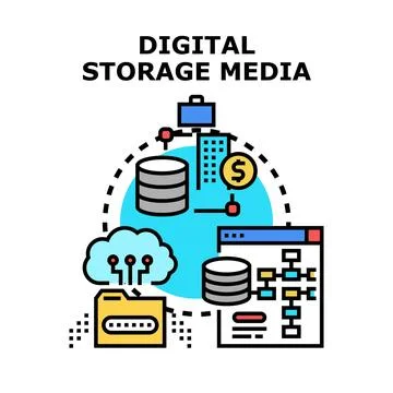 Digital storage media concept for information saving Stock Illustration