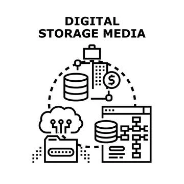 Digital storage media concept for information saving Stock Illustration