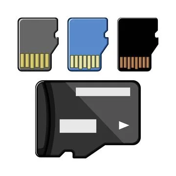 Digital storage memory cards for electronic devices Illustrazione stock