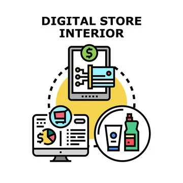Digital store interior concept for online retail sales Stock Illustration
