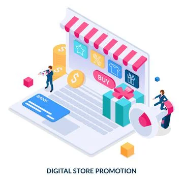Digital store promotion concept.  Stock Illustration