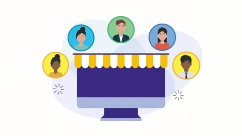 Digital storefront connects with diverse customers online using computer te.. Stock Footage 333722514