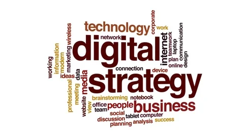 Digital strategy animated word cloud, text design animation. Stock Footage 71484955