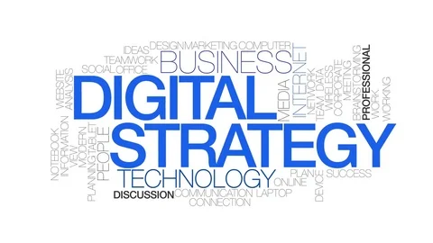 Digital strategy animated word cloud, text animation. Kinetic typography. Stock Footage 71796627