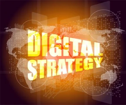 Digital strategy word on digital touch screen Stock Illustration