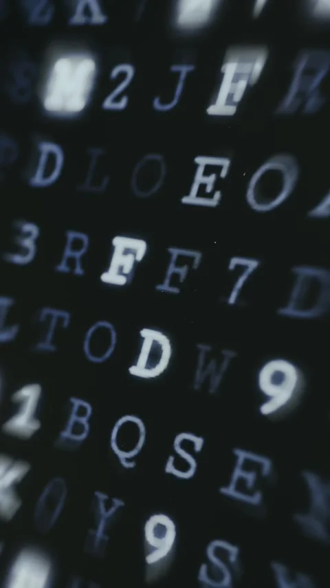 Digital stream of alphanumeric codes with random symbol highlights Stock Footage 335872613