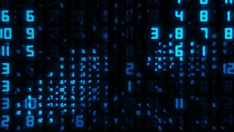 Digital stream background with blue glow. Numbers of internet data running up Video stock 199298154