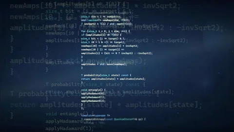 Digital stream of scrolling computer programming code on a dark blue Stock Footage 336778552