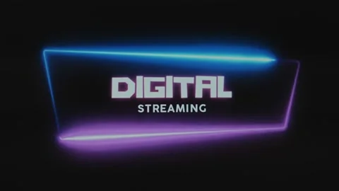Digital streaming lighting inscription on black background. Graphic presentation Stock Footage 270517844