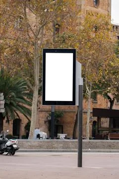 Digital street screen offers an empty white mockup space for advertising Stock Photos