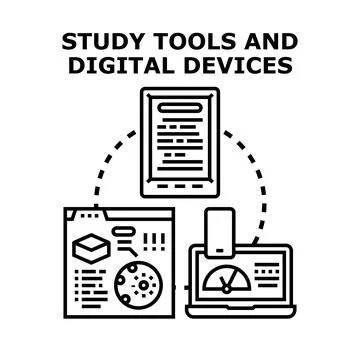Digital study devices and education technology concept Stock Illustration