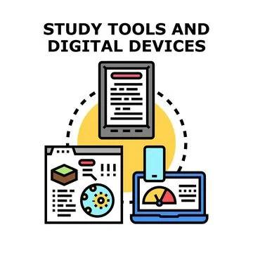 Digital study devices and education technology concept Stock Illustration