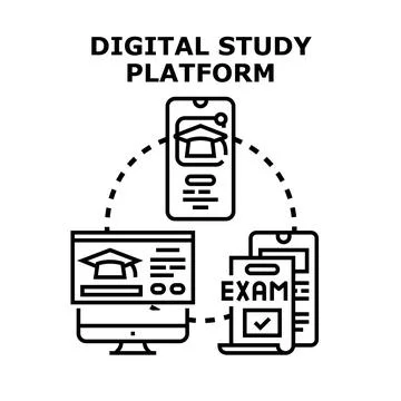 Digital study platform concept for online education Stock Illustration