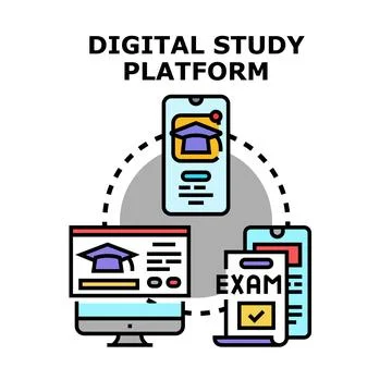 Digital study platform concept for online education Stock Illustration