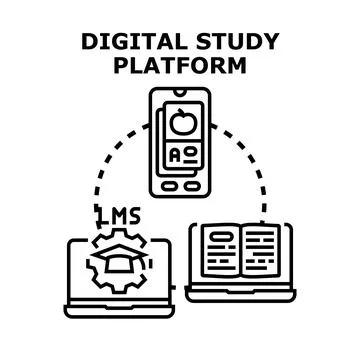 Digital study platform connecting students seeking online learning Stock Illustration