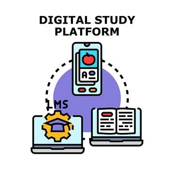 Digital study platform connecting students seeking online learning Stock Illustration