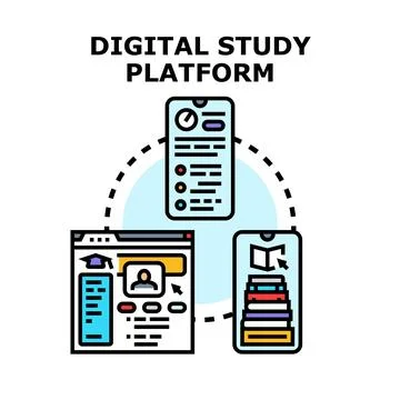 Digital study platform for online education and learning Stock Illustration