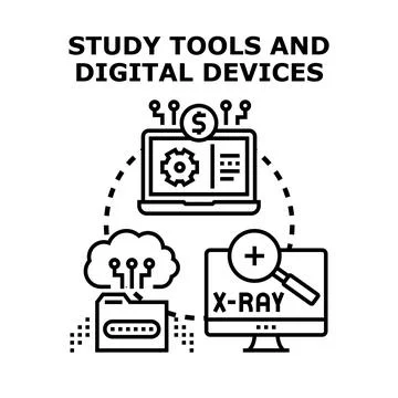 Digital study tools and online learning concept Illustrazione stock