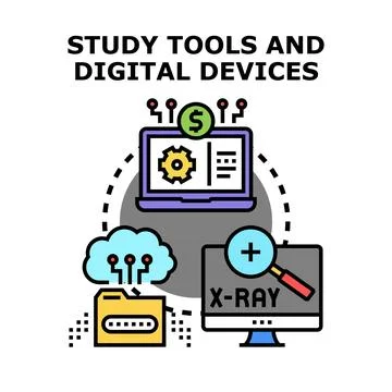Digital study tools and online learning concept Stock Illustration