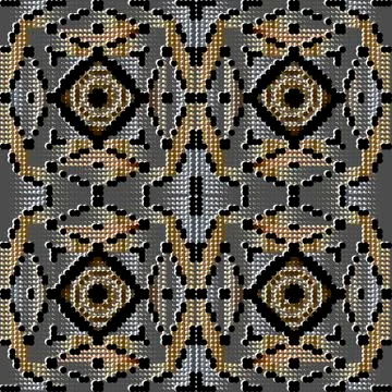 Digital style halftone abstract vector seamless pattern. Geometric modern half Stock Illustration