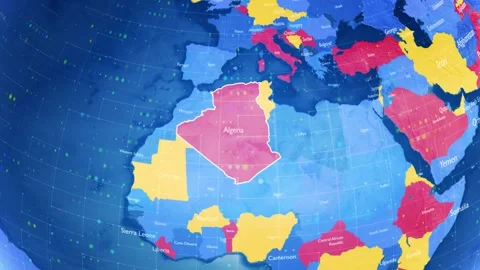 Digital Stylised World Map Country Zoom Algeria Stock Footage 282898992