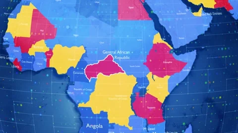 Digital Stylised World Map Country Zoom Central African Republic Stock Footage 282899150