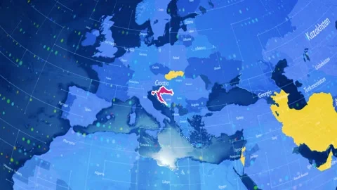 Digital Stylised World Map Country Zoom Croatia Video stock 282899267