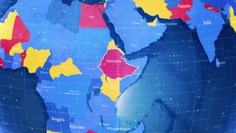 Digital Stylised World Map Country Zoom Ethiophia Stock Footage 282899396