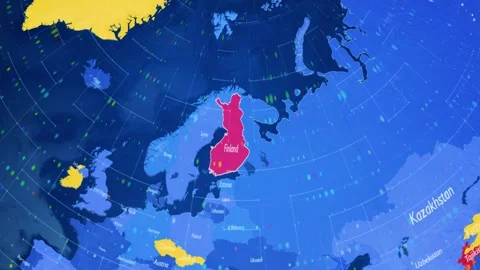 Digital Stylised World Map Country Zoom Finland Stock Footage 282899400