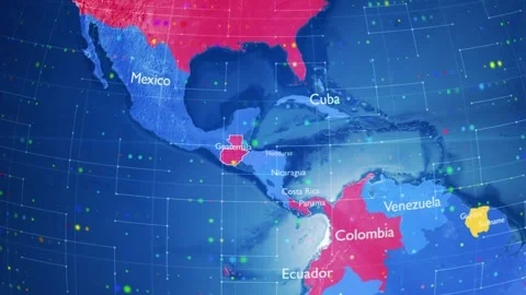 Digital Stylised World Map Country Zoom Guatemala Stock Footage 282899460