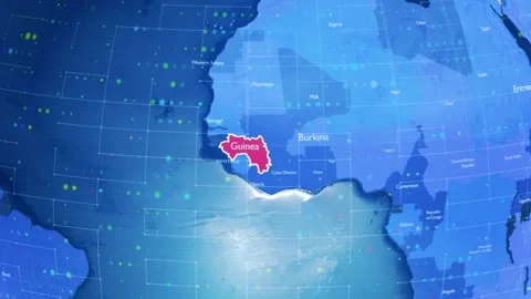 Digital Stylised World Map Country Zoom Guinea Stock Footage 282899463