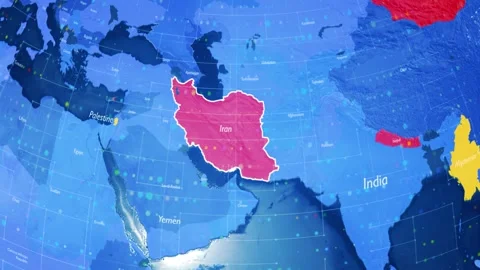 Digital Stylised World Map Country Zoom Iran Stock Footage 282899571