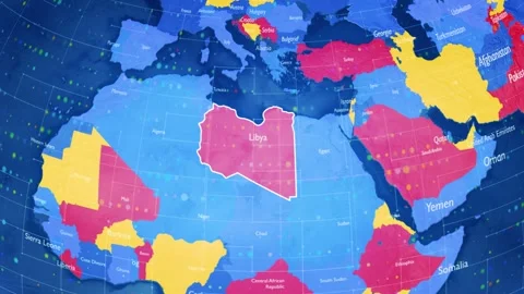 Digital Stylised World Map Country Zoom Libya Stock Footage 282899677