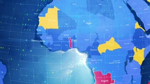 Digital Stylised World Map Country Zoom Togo Stock Footage 282900087