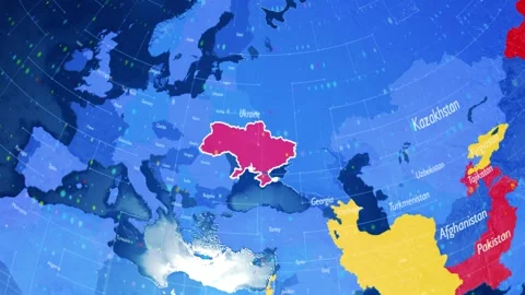Digital Stylised World Map Country Zoom Ukraine Stock Footage 282900133