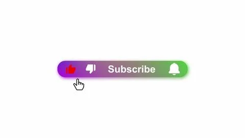 Digital subscribe button with notification bell and like icons on a white a.. Stock Illustration