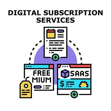 Digital subscription services concept planning strategy Stockillustratie