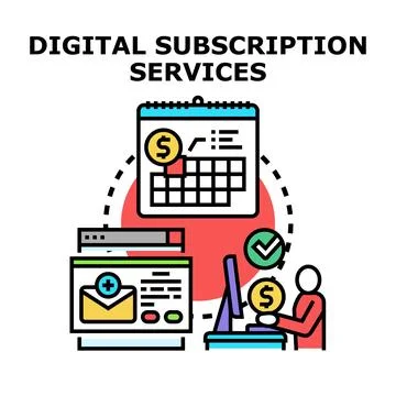 Digital subscription services concept planning and managing 스톡 일러스트