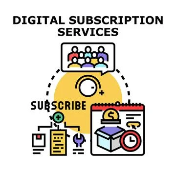 Digital subscription services model for online content Stockillustratie