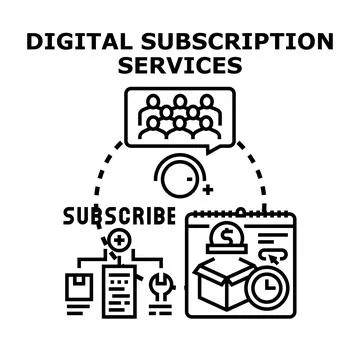 Digital subscription services model for online content Stock Illustration