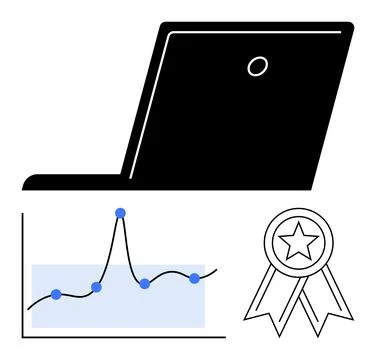 Digital Success with Data Analysis and Quality Recognition Symbolized by La.. Stock Illustration