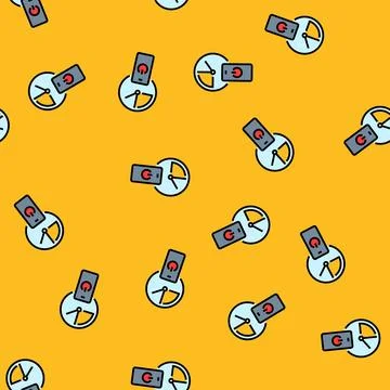 Digital sunset tech engagement vector seamless pattern 库存插图