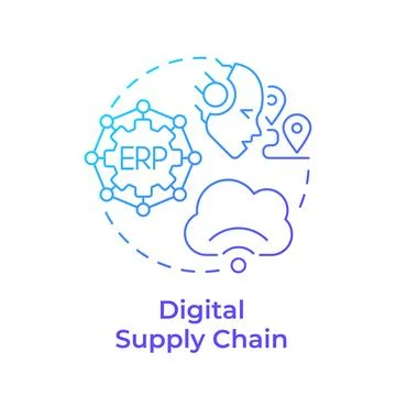 Digital supply chain blue gradient concept icon Stock Illustration