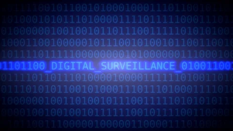 Digital surveillance - rotating characters, blue variant. Seamless loop able 스톡 동영상 100797368