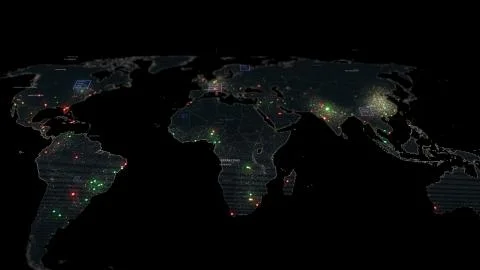 Digital surveillance world map, Concept of Global Businesses &amp; technology Stock Illustration