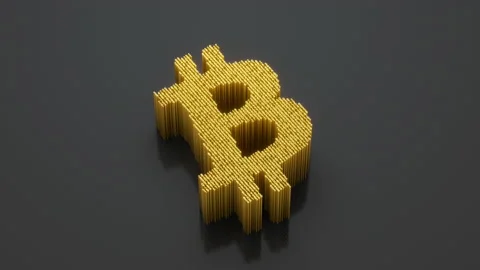 Digital symbol of bitcoin appears 3D render animation Stock Footage 163206233