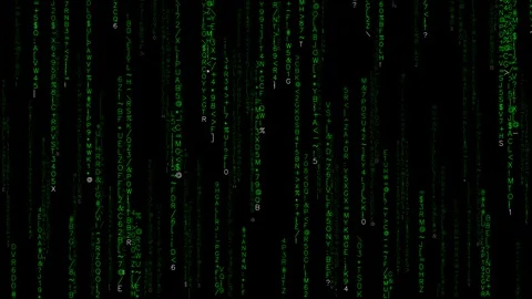 Digital symbols fall in cyberspace background creating a rain of characters.. Stock Footage 324649953