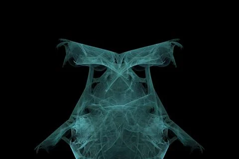 Digital symmetrical fractal pattern electrifying on black background 스톡 일러스트