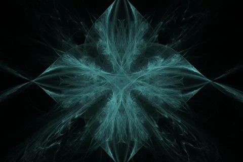 Digital symmetrical fractal pattern electrifying on black background Illustrazione stock